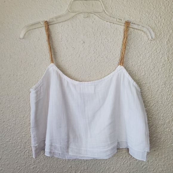 eloge white women's top blouse with sleeves 100% cotton size S summer vacation b - Picture 2 of 7